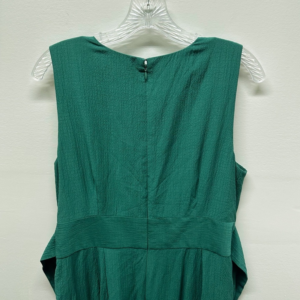 Calvin Klein Sleeveless Wide Leg Jumpsuit | Green, V-Neck, Tie belt, Crepe Sz 14 - Picture 9 of 16
